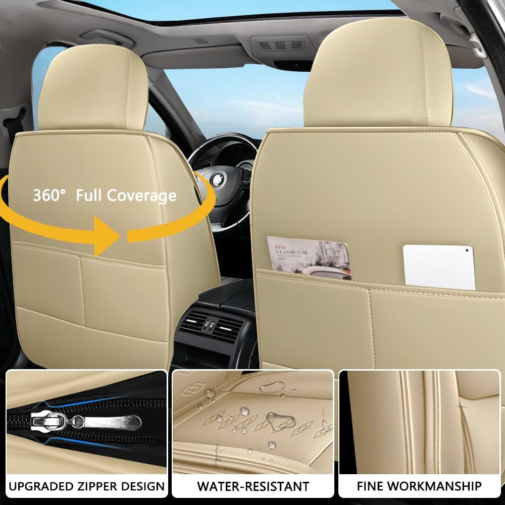 Car Seat Covers for Journey,for Dodge Journey 2009-2020,Leather Front Seat Covers,Airbag-Compatible Car Seat Protectors,Waterproof Seat Cover for Cars(Beige,2PCS Only)