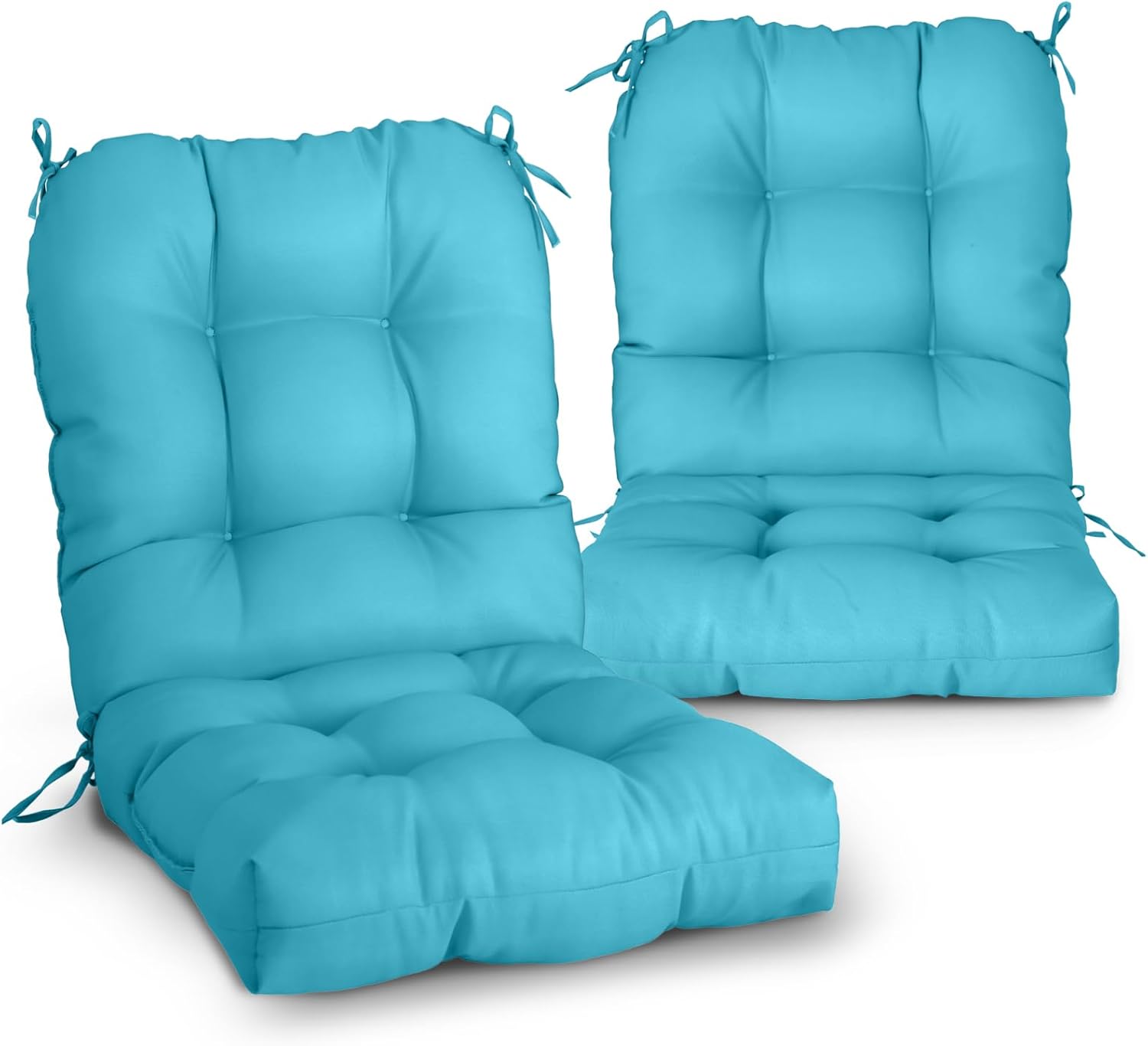 EAGLE PEAK Tufted Outdoor/Indoor Seat/Back Chair Cushions, Set of 2, 42'' x 21'', Blue
