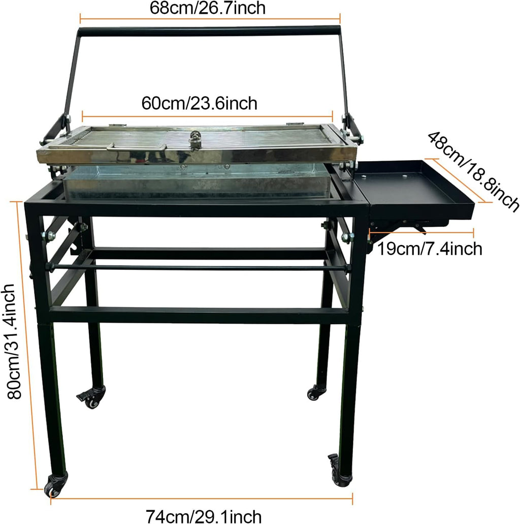 Portable Charcoal BBQ Grill,Rotating Barbecue Grill w/Stainless Steel Cooking Grids,Adjustable Charcoal Tray, for Camping, Picnic
