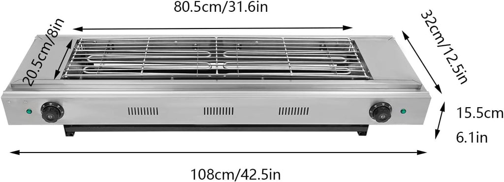 Countertop Barbecue Grill,Electric Barbecue Grill, Electric Griller with Temperature Control,50-300℃/122-572℉,3KW