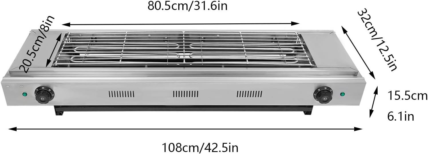 Countertop Barbecue Grill,Electric Barbecue Grill, Electric Griller with Temperature Control,50-300℃/122-572℉,3KW