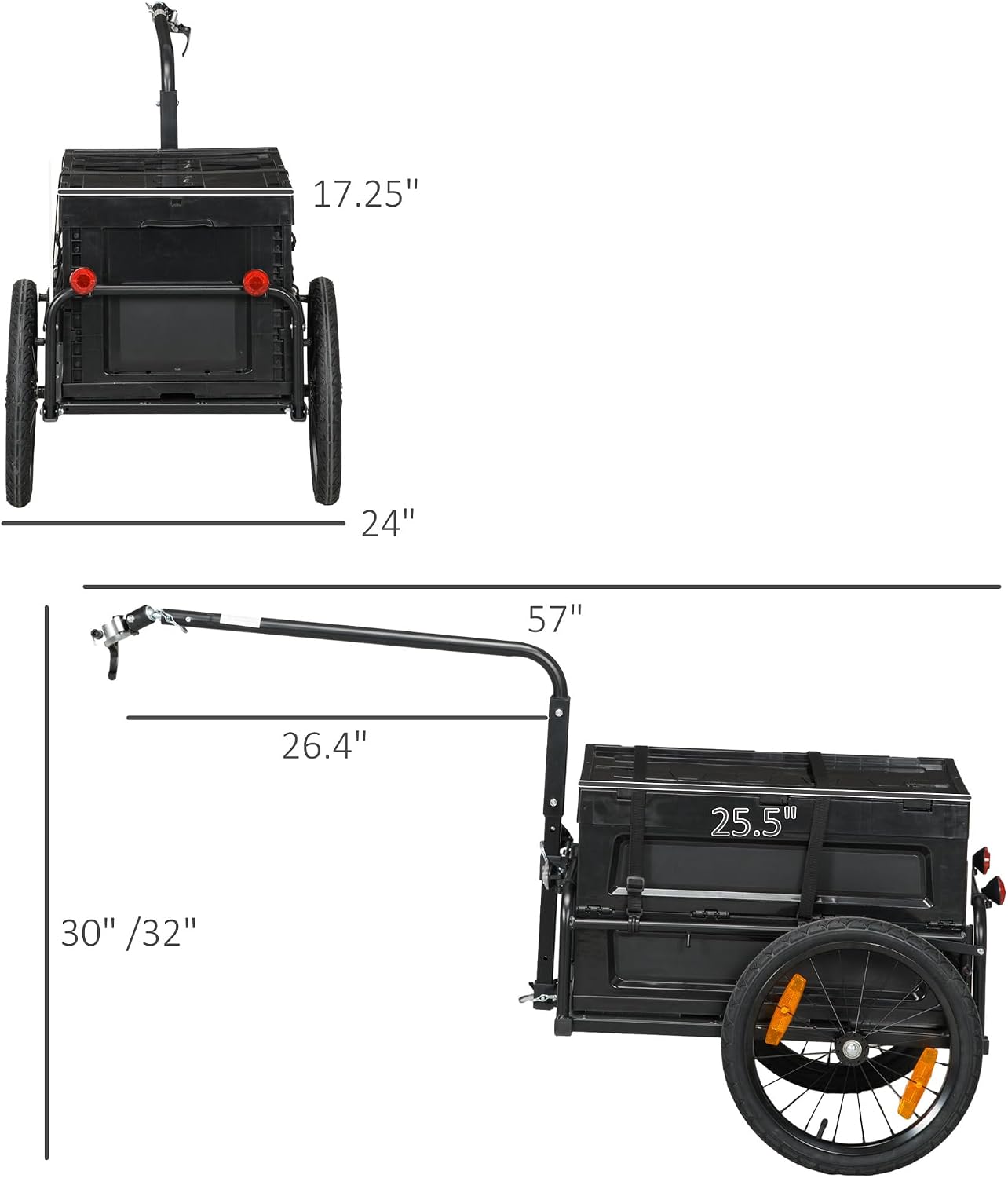 Aosom Bike Cargo Trailer, Bicycle Trailer Wagon Cart with Removable Storage Box, Folding Frame, Quick Release 16' Wheels and Safe Reflectors