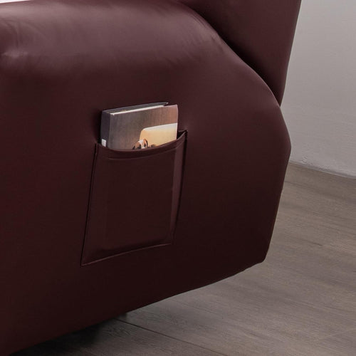 100% Waterproof PU Leather Sofa Slipcovers 10-Pieces Stretch Reclining Couch Covers for 4 Seat Anti-Slip Elastic Strap Furniture Protector for Kids, Pets (Wine Red, 4 Seater)