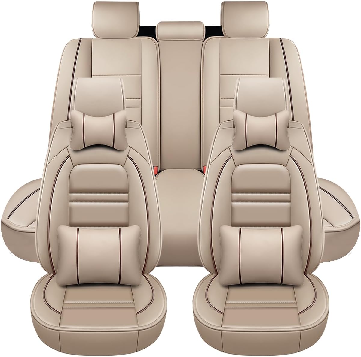 Car Seat Covers for Toyota Rav4 2000-2025 | 5-Seats Seat Covers, Waterproof Seat Protectors, Automotive Seat Covers (Full Set with Pillow,Beige)