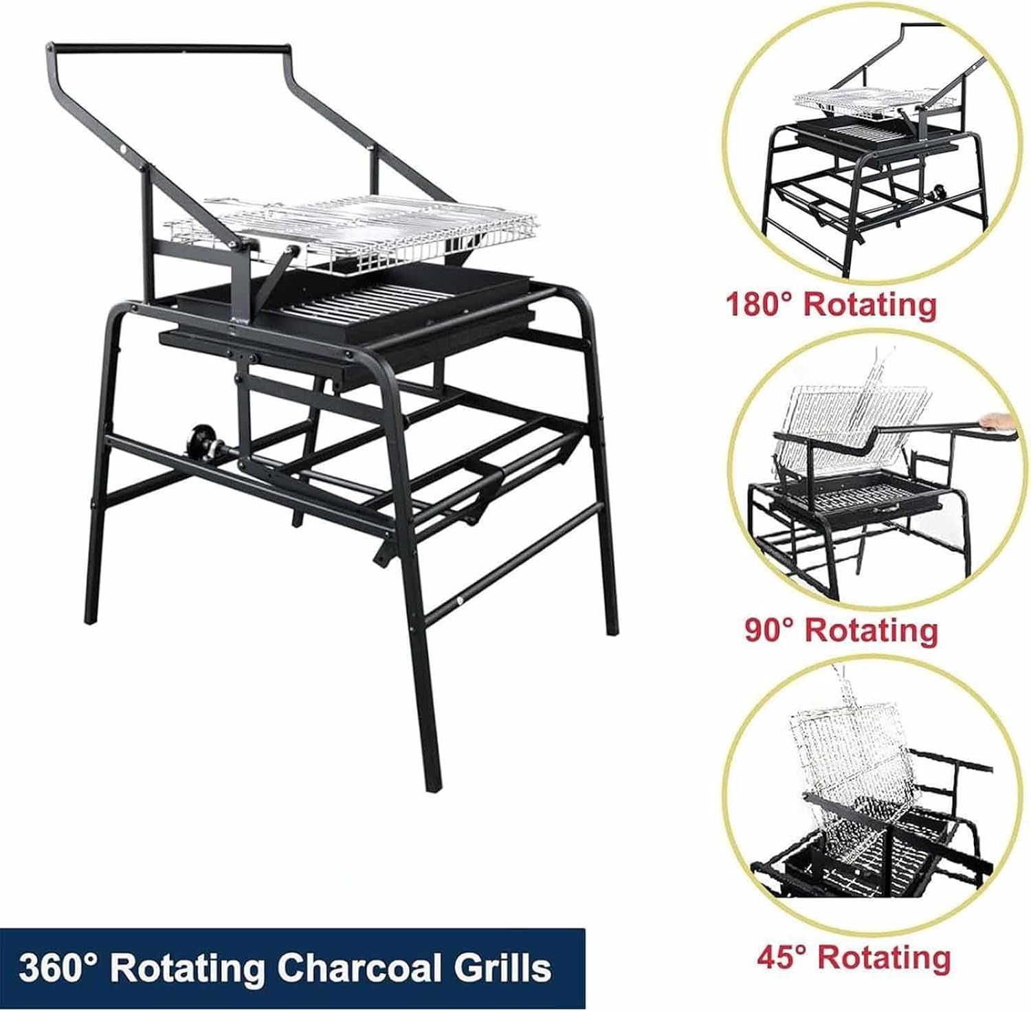 Outdoor Foldable Barbecue Grill,Rotating Charcoal Grills,Stainless Steel Flipping Outdoor Grill Large Barbecue Charcoal Grill, for Travel