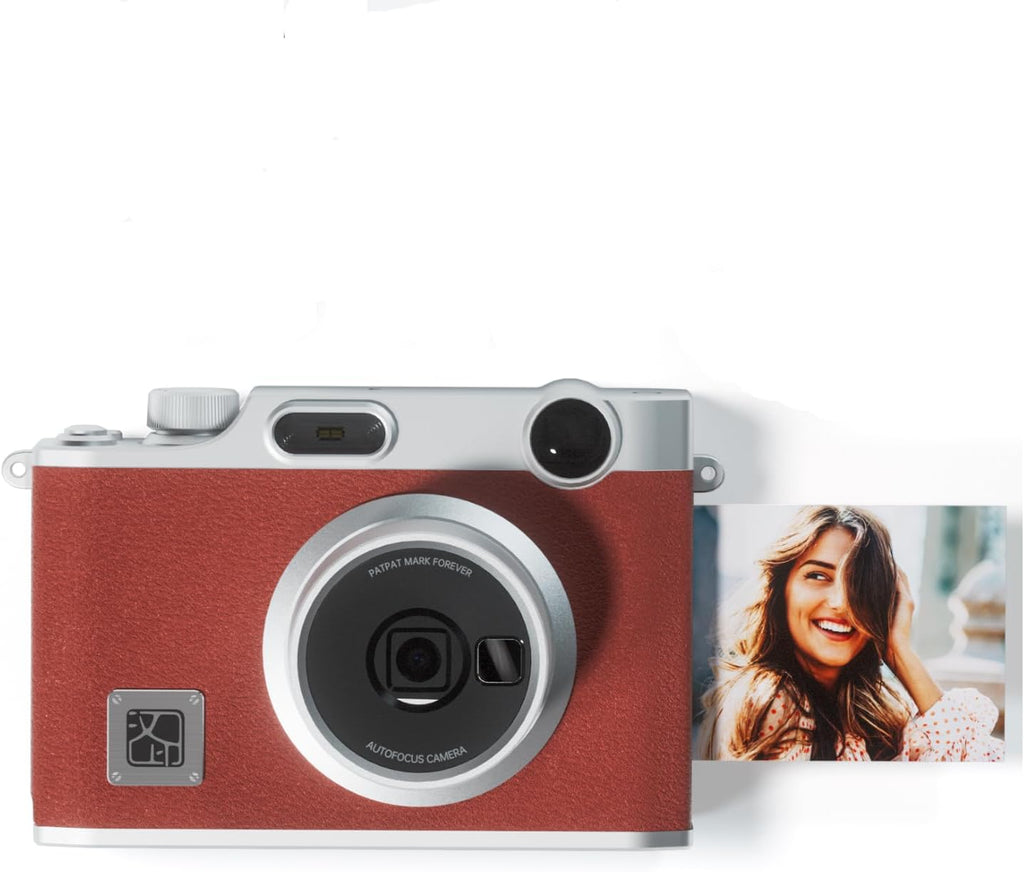 iDPRT Hanin Instant Film Camera, Instant Print Camera, Instant Digital Camera Wireless Bluetooth Photo Printer (2x3 inches) 10 Sheets, Brown