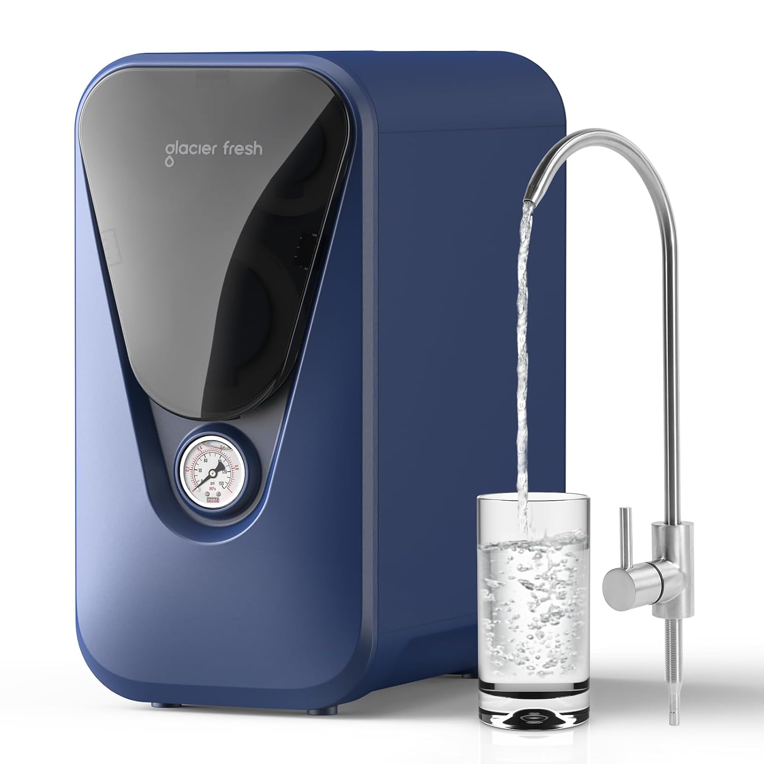 GLACIER FRESH GFU03 Reverse Osmosis System 800 GPD, No Electric/Noise, 3:1 Pure to Drain, 5-Stage Tankless Under-Sink Water Filter System, Filtration Accuracy 0.0001μm, for Any Under-Sink Setting