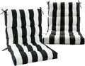 Magpie Fabrics Indoor Outdoor Tufted High Back Chair Cushion Set of 2, Waterproof All-Weather Deep Seating Rocking Chair Patio Chaise Lounge Sun Lounger Chair Cushions (Black White)