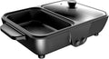 Electric Mini Grill with Hot Pot, 2-in-1 Non-Stick Indoor BBQ & Shabu Cooker, Ideal for Dorm Rooms & Small Kitchens (Black)