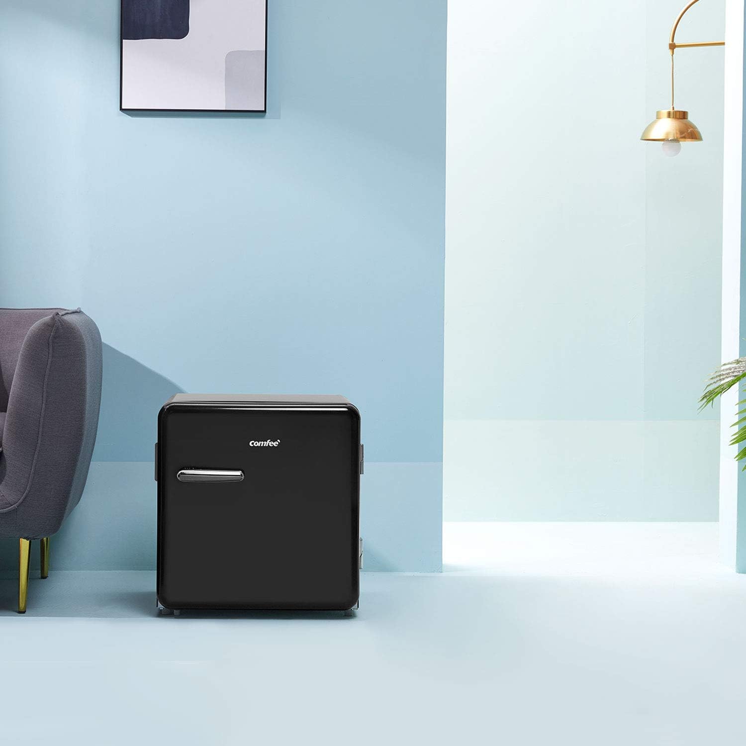 COMFEE' 1.6 Cubic Feet Solo Series Retro Refrigerator Sleek Appearance HIPS Interior, Energy Saving, Adjustable Legs, Temperature Thermostat Dial, Removable Shelf, Perfect for Home/Dorm/Garage [black]