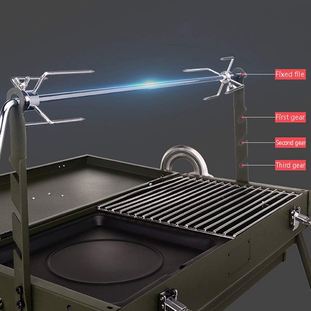 Oven Barbecue Outdoor Household Stainless Steel Field Patio Folding Portable Charcoal Rotating Barbecue Grill Large