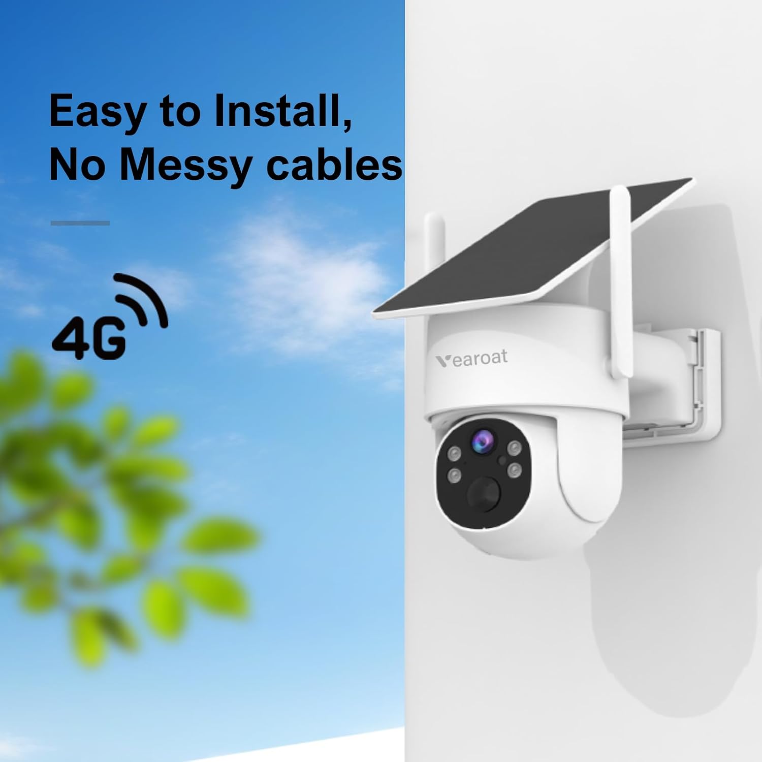 4G LTE Cellular Security Camera Outdoor System, 365 Days Unlimited Data,Wireless Solar Security Camera，Remote Monitoring, Motion Sensor, Human Tracking, 360°Viewing,2K Color Night Vision
