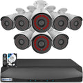 【2-Way Audio】 Outdoor Wired Security Camera System Home Video Security Cameras Systems POE Security Surveillance DVR Kits