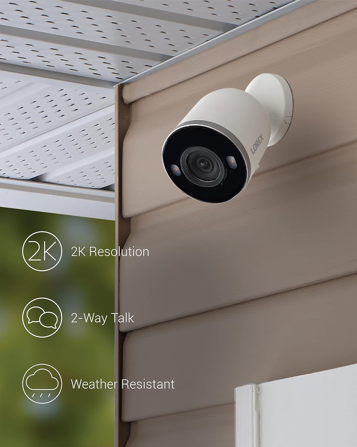 Lorex 2K Indoor/Outdoor Spotlight Camera | No Monthly Fees | 32GB MicroSD Included | Color Night Vision | 2-Way Talk | Person, Vehicle, & Animal Detection | IP65 Weatherproof | White