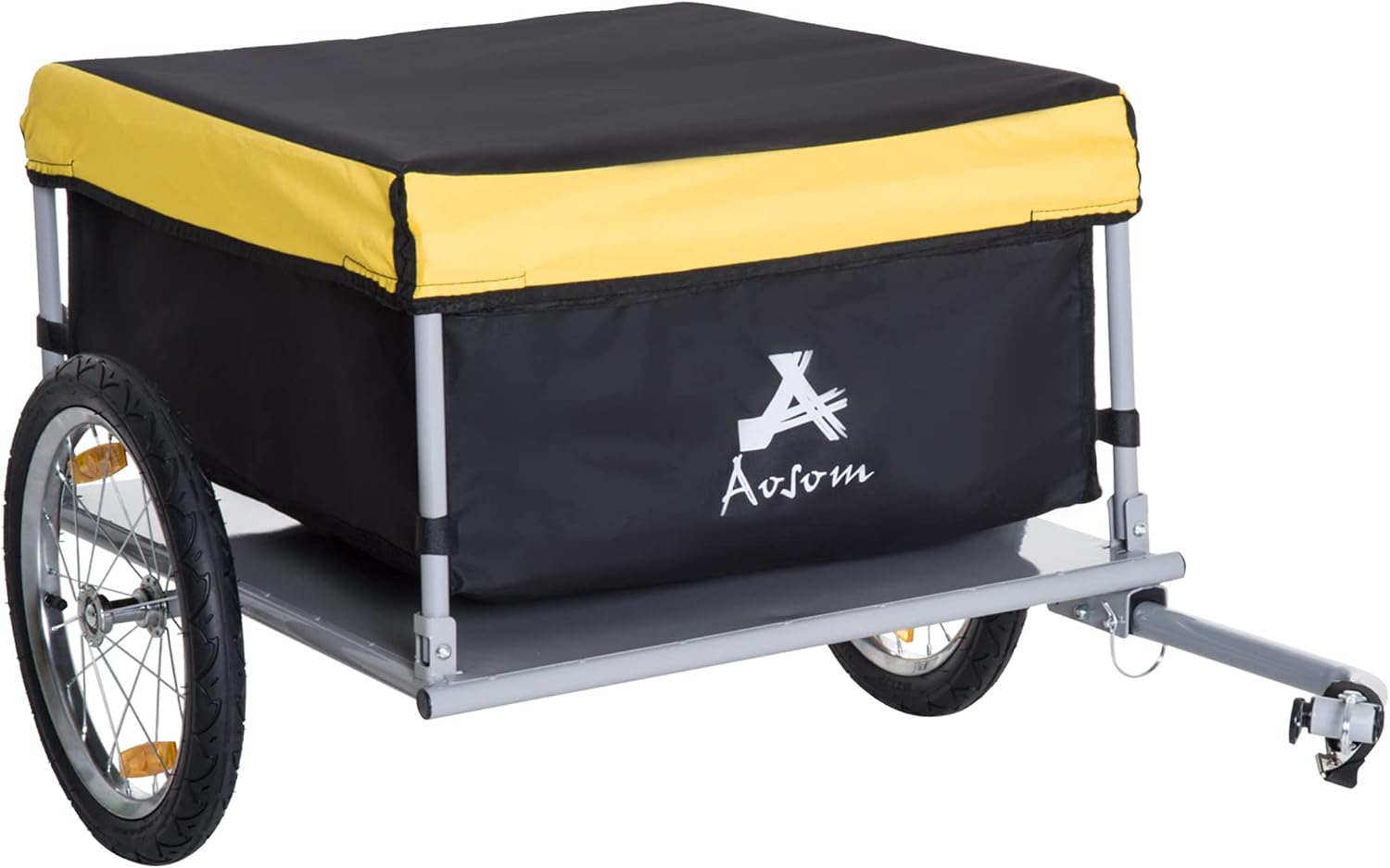 Aosom Bicycle Cargo Trailer, Two-Wheel Bike Luggage Wagon Trailer with Removable Cover
