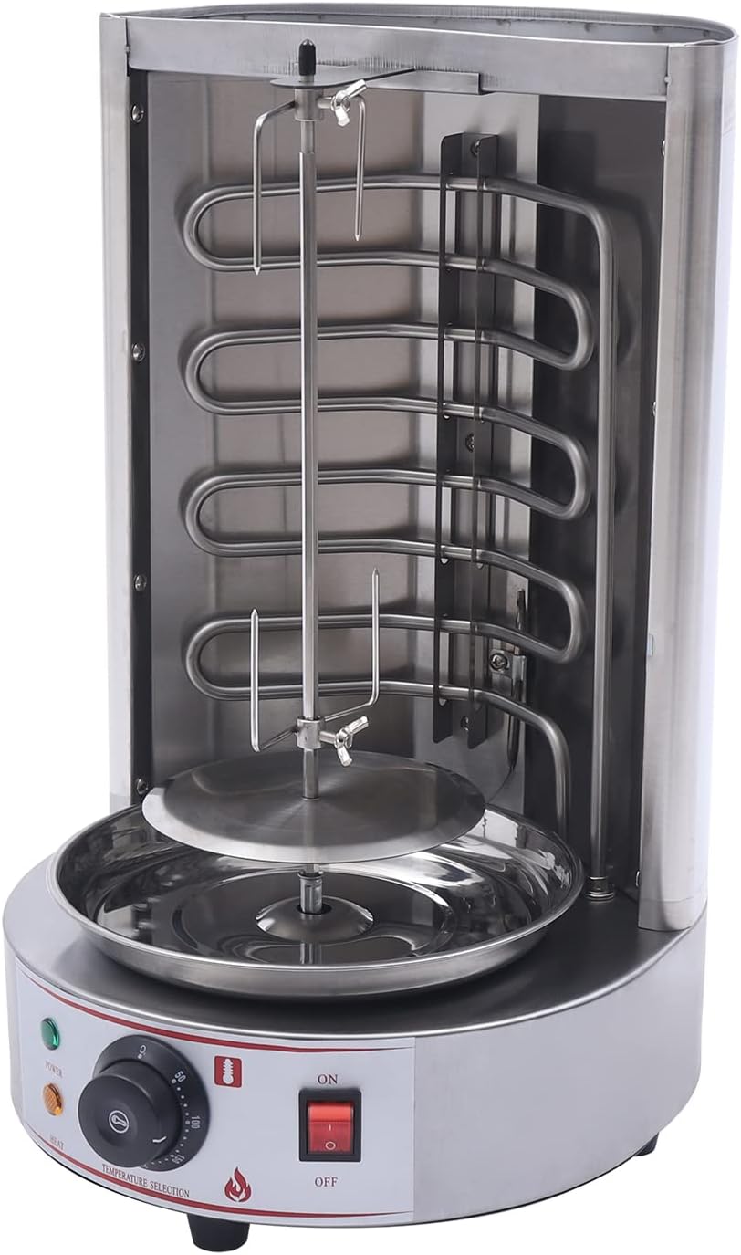 CNCEST Shawarma Machine Electric Roaster, 110V Electric Vertical Kebab Grill Gyro Roaster，Rotating Barbecue Oven Vertical Broiler for Home Restaurant Kitchen