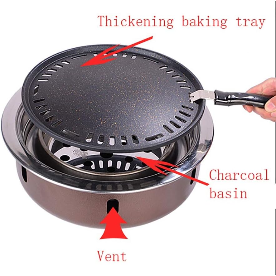 BBQ Barbeque Barbecue Grill,BBQ,Thickening Upgrade Grill,Korean Household Smokeless Charcoal Barbecue Grill,Indoor Outdoor (Color : A)