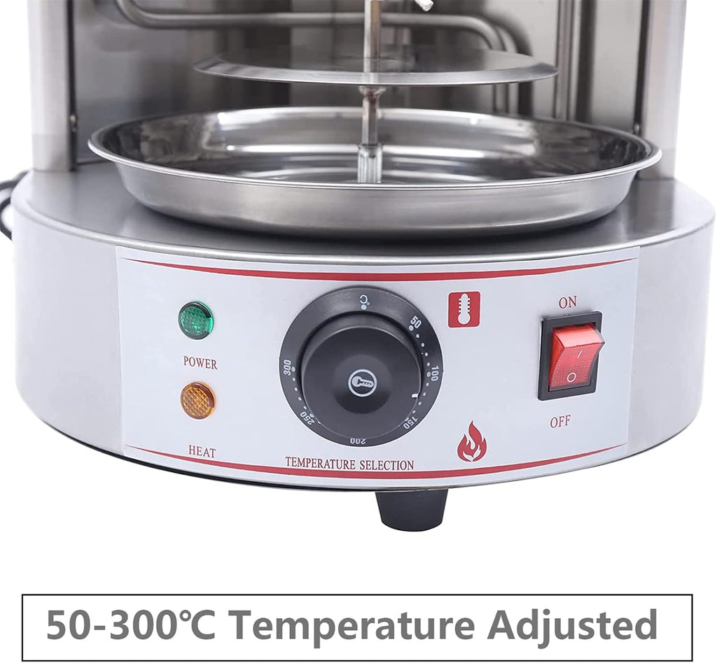 Electric Vertical Grill, 360-degree Automatic Rotating Grill, Temperature Adjustable from 50-300℃, for Family Gatherings
