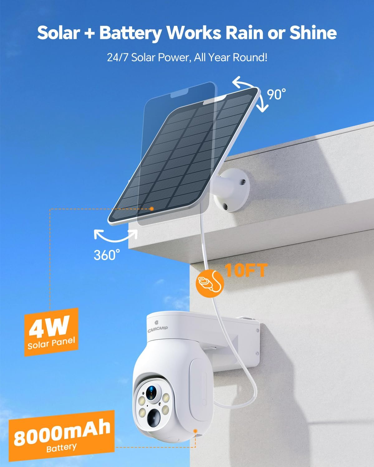 Solar Security Cameras Wireless Outdoor,2K Solar Cameras for Home Security, Wireless Security Camera System with 360° Pan & Tilt, Color Night Vision, 500GB HDD NVR, No Subscription, 2.4G & 5G WiFi