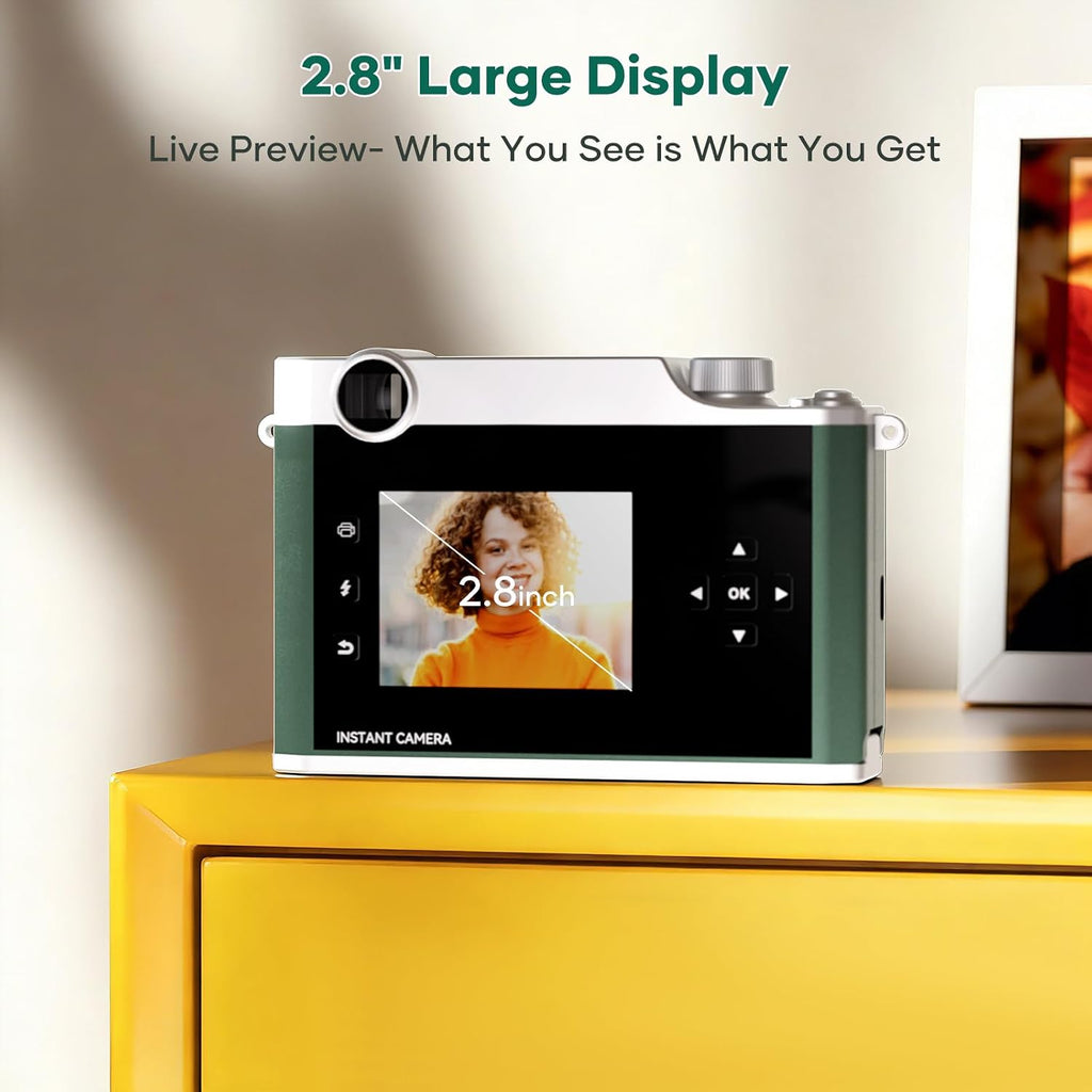 iDPRT Hanin Instant Print Camera, Instant Film Camera, Wireless Bluetooth Photo Printer + 10 Sheets Photo Paper, Portable Instant Cameras that Print Photos for Christmas/Birthday/Travel/Party