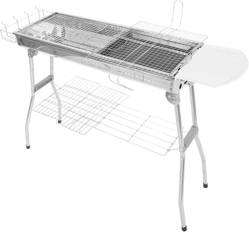 ORFOFE 1set Stainless Steel Bbq Grill Rack Portable Camping Grill for Barbecue Outdoor Mesh Net and Pan