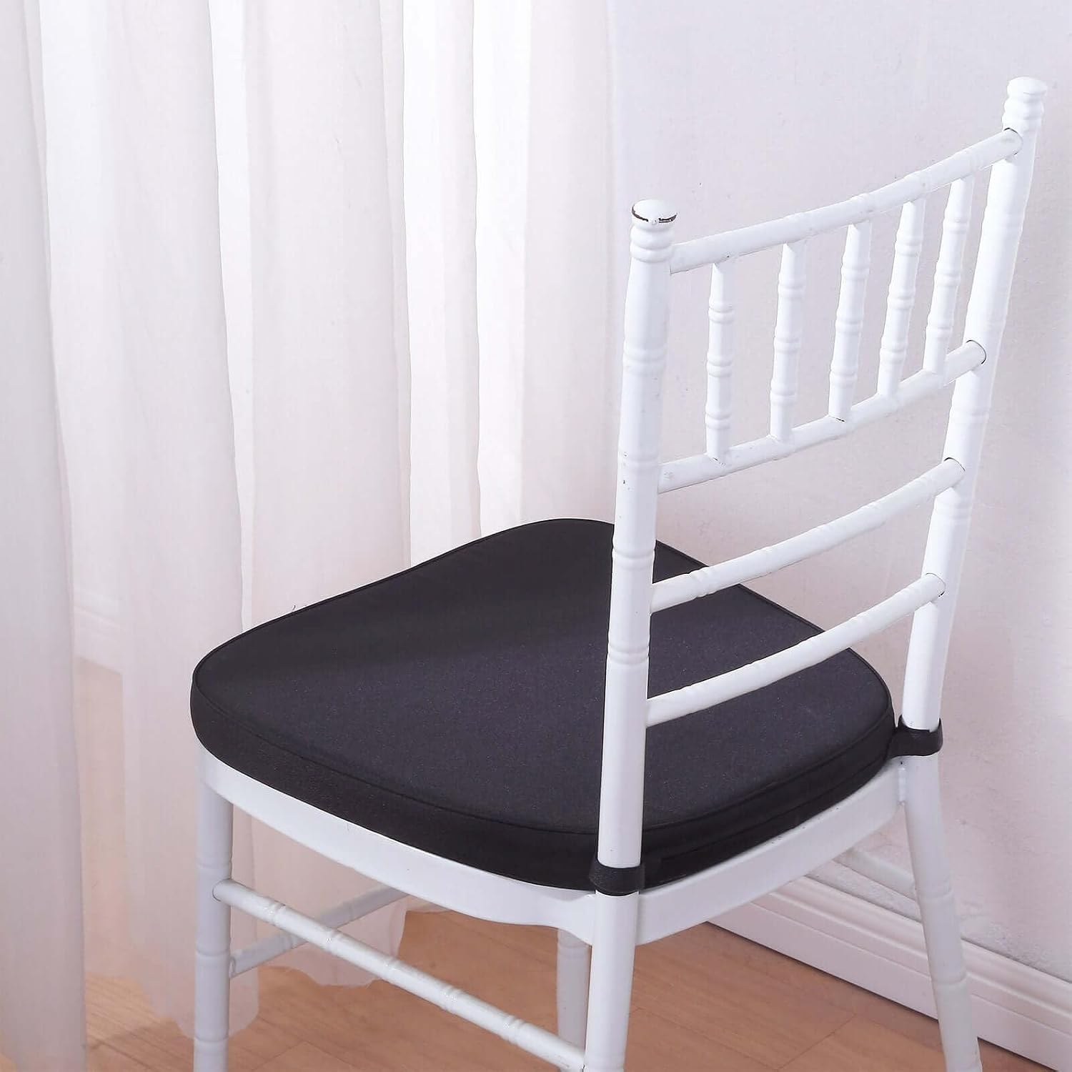 Efavormart 100 PCS2 Thick Black Chiavari Chair Pad, Memory Foam Seat Cushion with Ties and Removable Cover