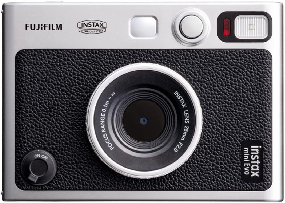 FUJIFILM INSTAX MINI EVO Hybrid Instant Camera (Black) Bundle, Includes: Mini Color Film (40 Exposures), Rainbow Film (10 Exposures), Macaron Film (10 Exposures) and More (7 Items)