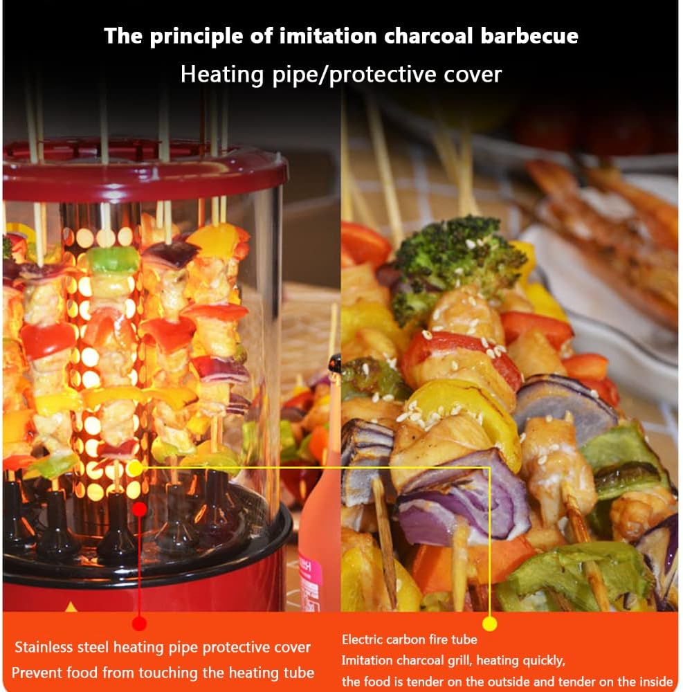 Electric Barbecue Grill Household Skewer Machine, Heightening Timing Electric Skewer Stove Automatic Rotation Smokeless Indoor Barbecue Electric Grill