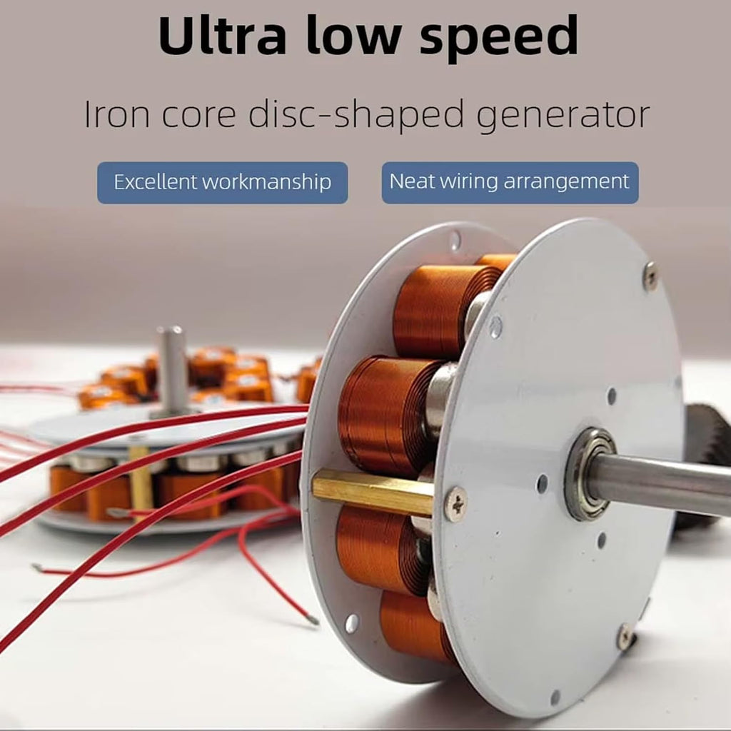 20W Miniature Disc Iron Core Generator, Strong Magnetic Low Speed High Power Generation Multi Pole Three-Phase Mini Water Wind Power AC Generator(2pcs)