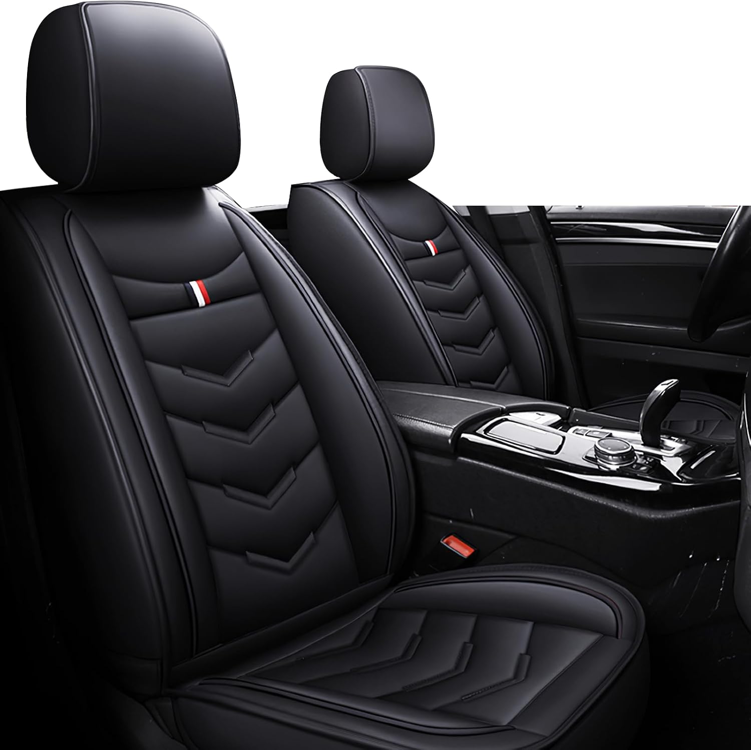 Car Seat Covers Fit for Toyota Sienna 2000-2025, Leather Seat Covers for Car, Waterproof Non-Slip Durable Car Seat Protector(2 Seats,Black)