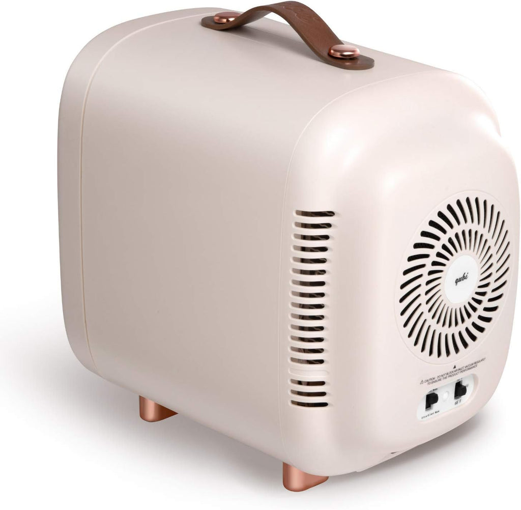 QUBI Mini Fridge, Professional Skincare Fridge, Mini Cosmetics Makeup Fridge, Compact Fridge 5 Liter (Cream White)