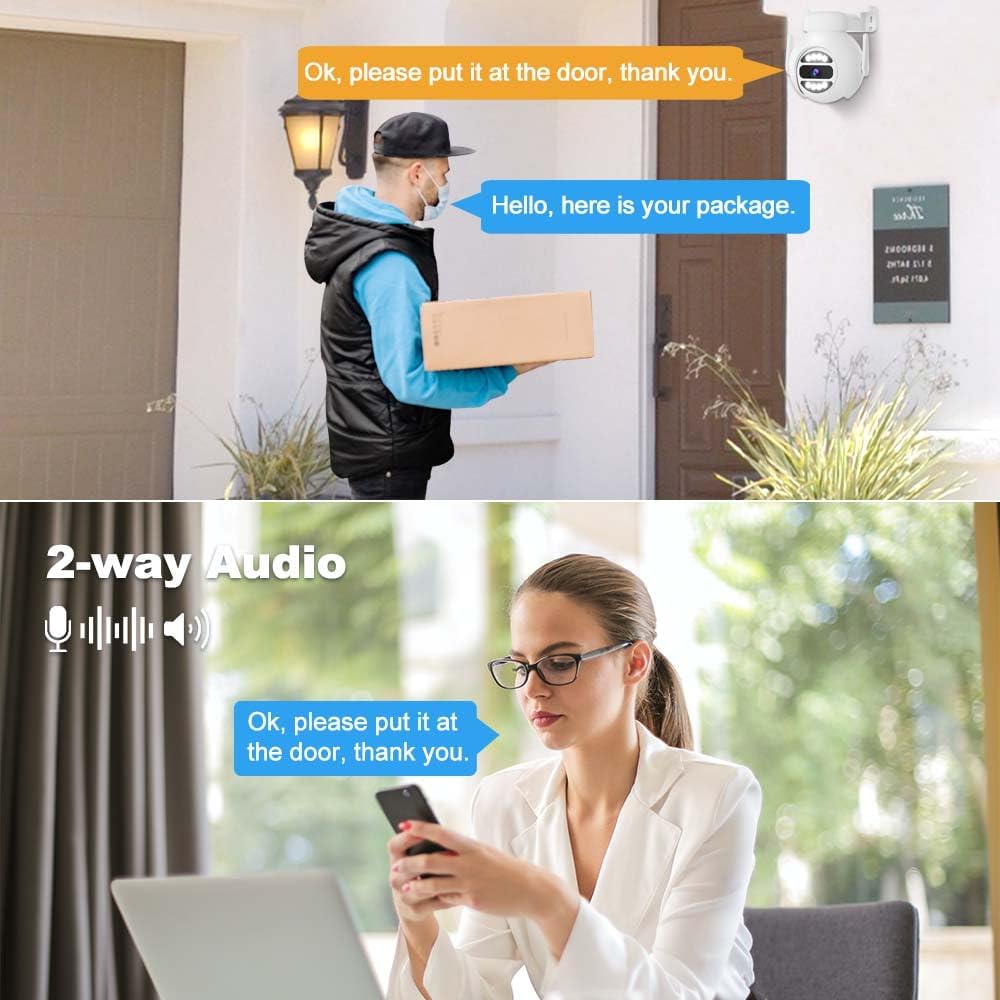 [Auto Tracking Alert 360° PTZ & 2-Way Audio] 8CH Plug&Play Wireless Cameras for Home Security, 4x1920P 5MP IP67 IR&Full Color Night Vison AI Motion Detection, 1TB HDD 24/7 Recording Remote Control