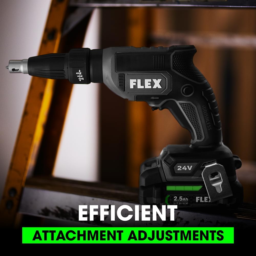 FLEX 24V Brushless Cordless Drywall Screw Gun Kit with Magazine Attachment Tool Only, Battery and Charger Not Included - FX1611-Z