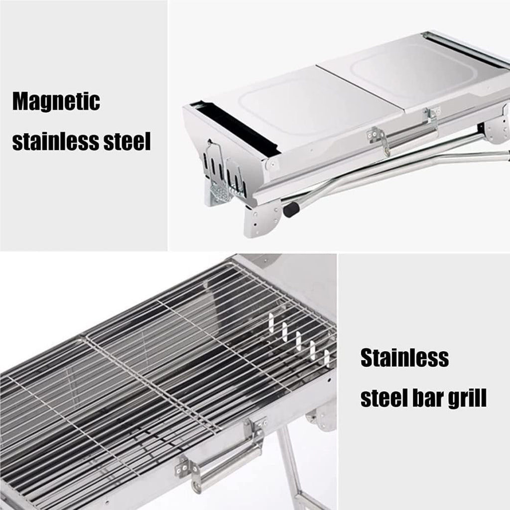 Portable Charcoal Grill Folding Charcoal Grill Portable Charcoal Grill Stainless Steel for Outdoor Camping Travel Park Beach BBQ Grill for Outdoor