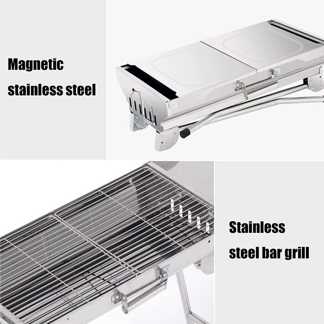 Portable Charcoal Grill Folding Charcoal Grill Portable Charcoal Grill Stainless Steel for Outdoor Camping Travel Park Beach BBQ Grill for Outdoor