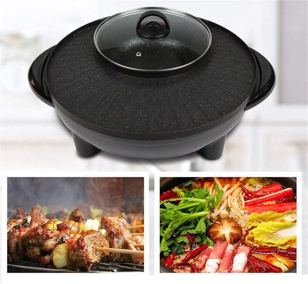 BBQ Smokeless Grill 2 in 1 Portable Electric Grill And Hot Pot, Five-Speed Temperature Control Adjustment, for Indoor Outdoor Parties, Capacity for 2-8 People, 220V