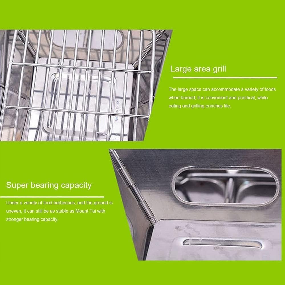 IRYZE Portable Charcoal Grill Portable Stainless Steel BBQ Grill Non-Stick Surface Folding Barbecue Grill Outdoor Camping Terrace Picnic Tool BBQ Grill for Outdoor