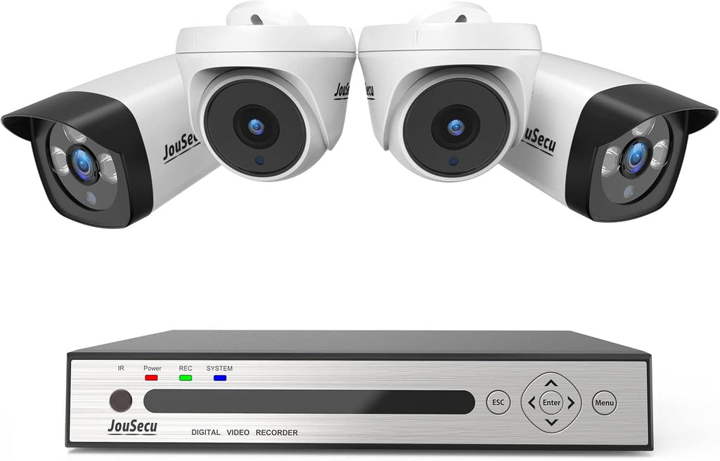 8CH 1080P Home Security Camera System Outdoor Indoor, 5MP Lite CCTV DVR 8 Channel and 4 x 1080P Dome Bullet Surveillance Cameras with Night Vision, Easy Remote Access, No Hard Drive