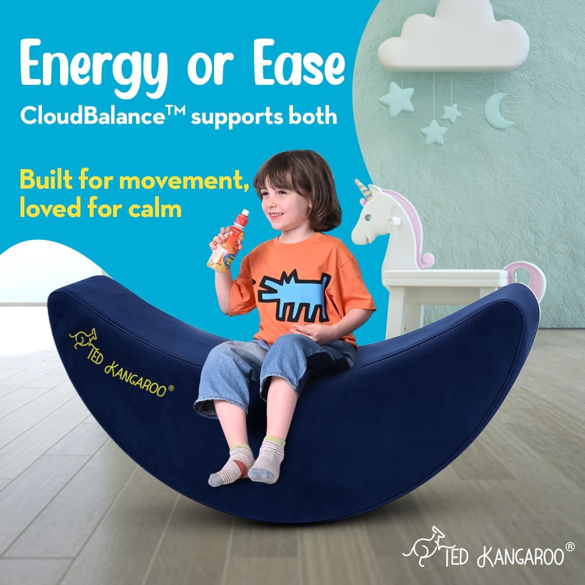 TED KANGAROO CloudBalance Sensory Chair | Flexible Active Seating for Kids | Classroom Rocker for Focus & Engagement | Durable Foam with Soft Cotton Cover