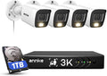 ANNKE 8CH 3K Security Camera System, 8 Channel Surveillance DVR, 4x 5MP 2960*1665 CCTV Cams with Audio, Dual Light, Built-in Mic, AI Human/Vehicle Detection, IP67, Color Night Vision, 1TB Hard Drive