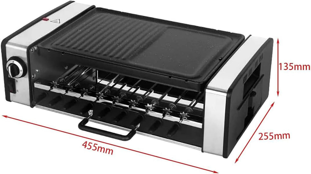 Double Layer Automatic Rotating Electric Grill, Household Smokeless Bbq Kebab Plate, Adjustable Temperature Drip Tray, Suitable for Kitchen Party Camping Easy To Clean