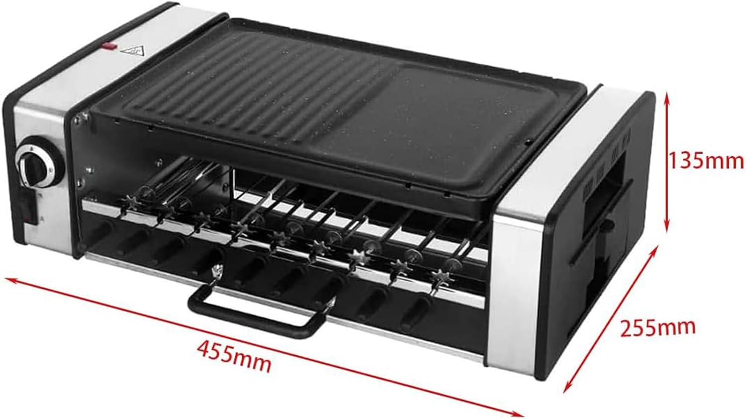 Double Layer Automatic Rotating Electric Grill, Household Smokeless Bbq Kebab Plate, Adjustable Temperature Drip Tray, Suitable for Kitchen Party Camping Easy To Clean