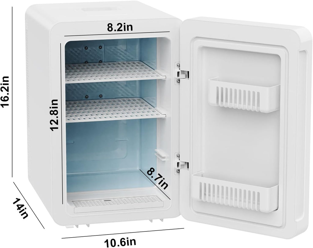 advwin 20L Mini Skincare Fridge with Dimmable LED Light Mirror, Makeup Fridge for Cooler & Warmer, Cosmetics, Beauty, Food & Drinks, Portable Small Refrigerator for Bedroom, Office, Dorm (20L white)