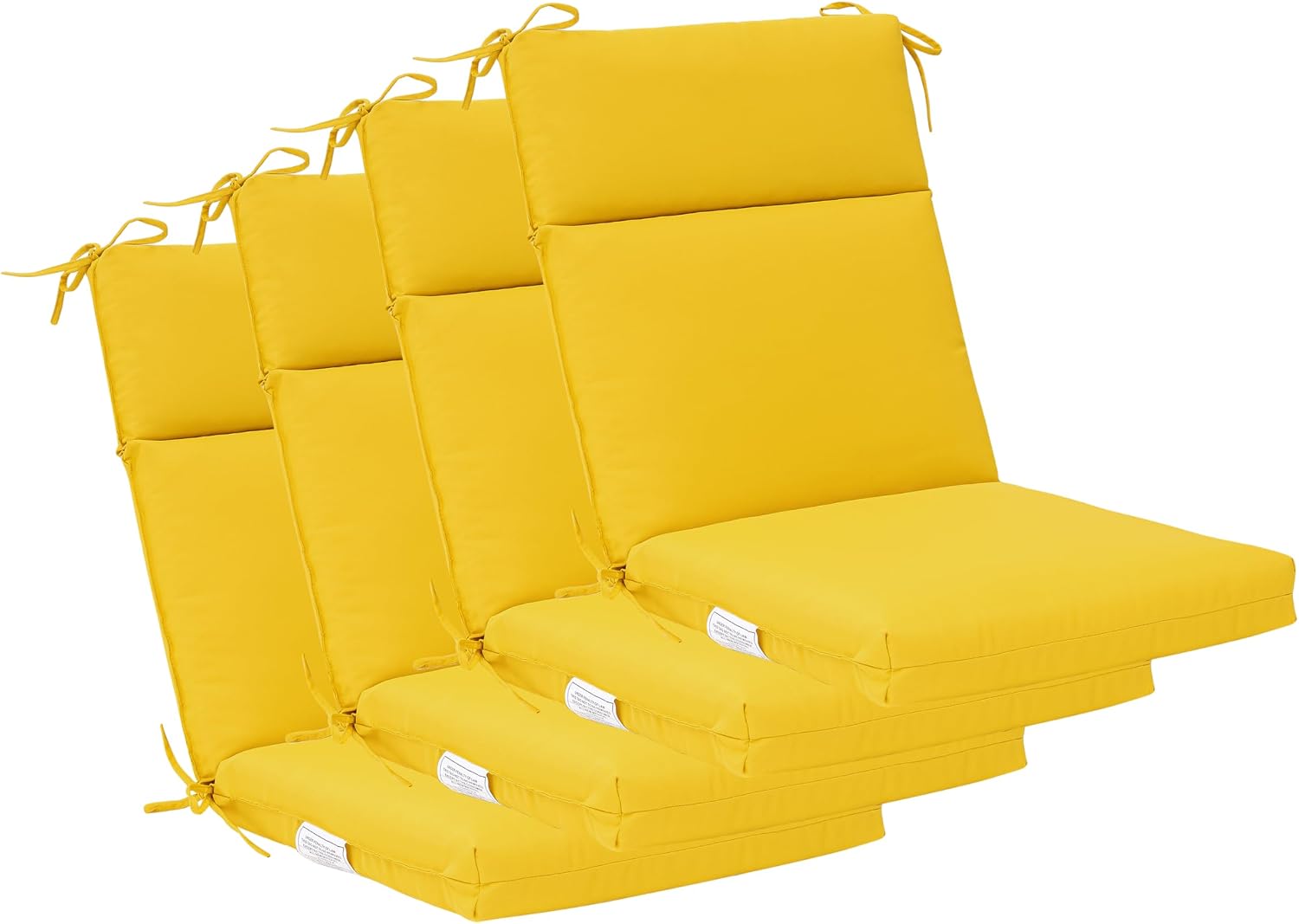 QILLOWAY High Back Outdoor Dining Chair Cushions Set of 4, Weather Resistant Foam Patio Chair Cushions,Yellow