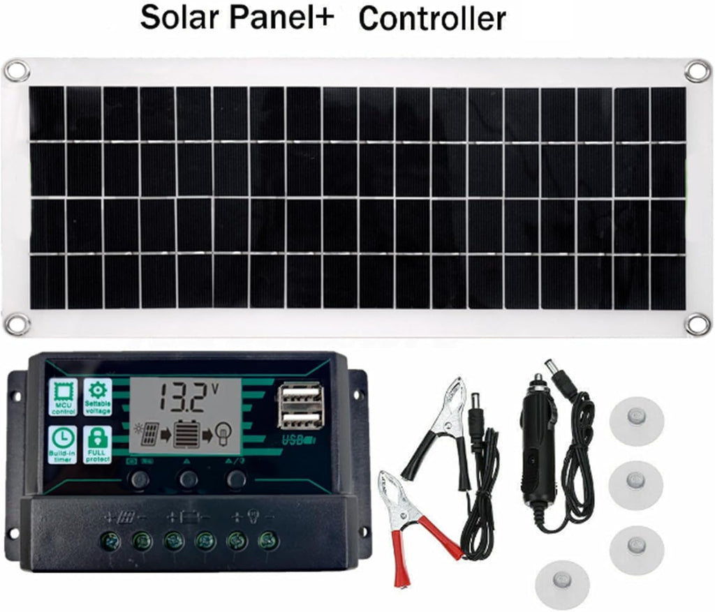 CHRISK 3Pcs 1000W Solar Panel Kit, Solar Power Station Portable Generator Charger 18V with Controller Waterproof Solar Panel for Camping
