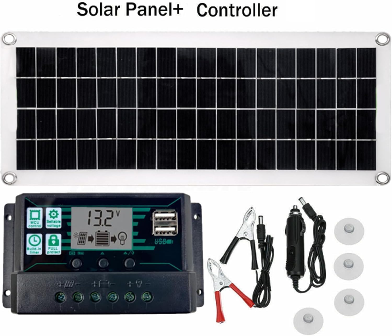 CHRISK 3Pcs 1000W Solar Panel Kit, Solar Power Station Portable Generator Charger 18V with Controller Waterproof Solar Panel for Camping