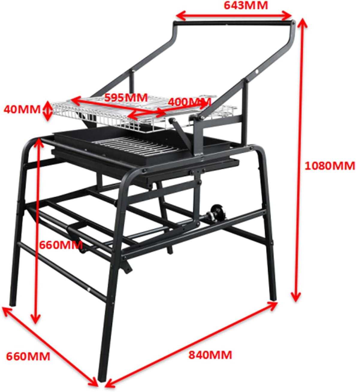 360° Rotating Charcoal Grills, Stainless Steel Flipping Barbecue Grill Portable BBQ Skewer Folded Camping Lightweight Smoker Barbecue for Picnics Garden Beach Party