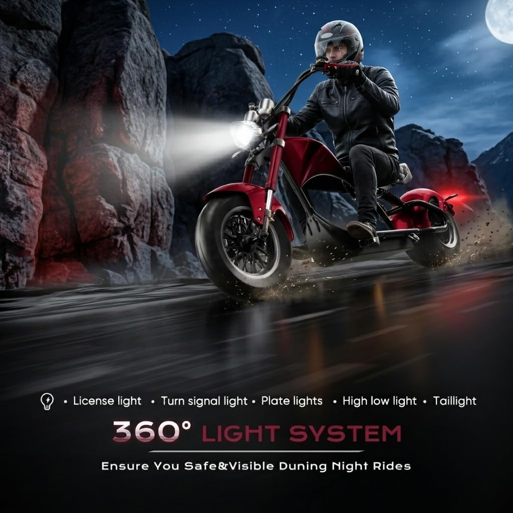 eAhora M1 2 Seater 2000W Electric Motorcycle for Adults,37MPH 60V 30Ah Battery 40 Miles Long Range Full Suspension Dual Hydraulic Brakes, Street Legal Electric Motorcycle