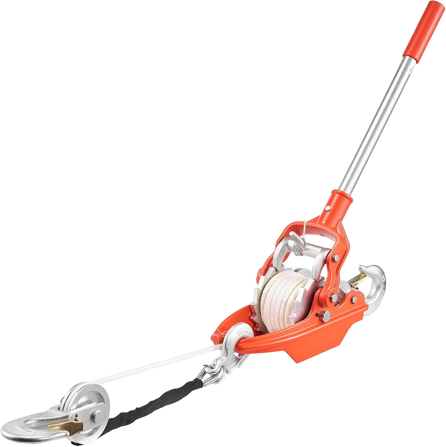 VEVOR Rope Puller, 6614 lbs Pulling Capacity, Heavy Duty Ratchet Power Puller Tool with 35 ft of 0.3 in Diameter Rope & 2 Hooks, Come Along Winch for Tree Felling, Moving Boats, Road Recovery