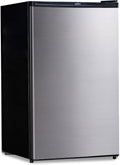 Koolatron Stainless Steel Compact Fridge with Freezer, 4.4 cu ft (124L), Silver and Black, Flat Back, Reversible Door, for Snacks, Frozen Meals, Beverages, Beer, Den, Dorm, Office, Rec Room, Home Bar
